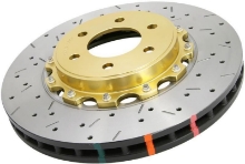 Picture of DBA Dual Drilled & Slotted T3 5000 Series Rotor Gold Hat (Front) - 2013-2020 BRZ/FR-S/86