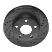 Picture of R1 Concepts GR86/FR-S E-Line  Drilled and Slotted Rear Brake Rotors (Black) - 2013-2020 BRZ/FR-S/86, 2022+ BRZ/GR86