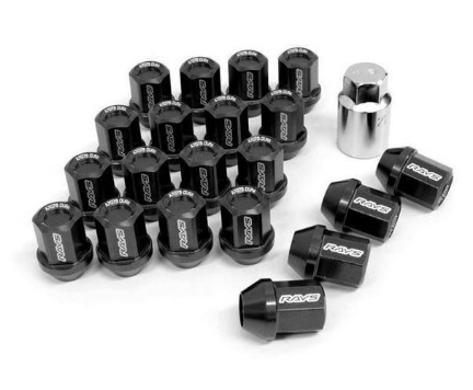 Picture of Rays Dura-Nut L32 12x1.25 Straight Type Black Lug Nuts w/Locks
