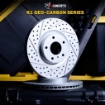 Picture of R1 Concepts GEO-Carbon Drilled and Slotted Rear Brake Rotors (Premium 345mm rear discs) - 2020+ GR Supra