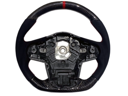 Picture of Rexpeed Supra 2020+ Gloss Carbon Fiber Suede Red Steering Wheel