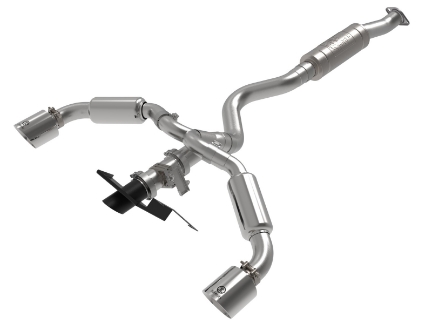 Picture of aFe Gemini GR Corolla XV 3 IN to 2-1/2 IN 304 Stainless Steel Cat-Back Exhaust System w/ Cut-Out (Polished Tip) - 2023+ GR Corolla