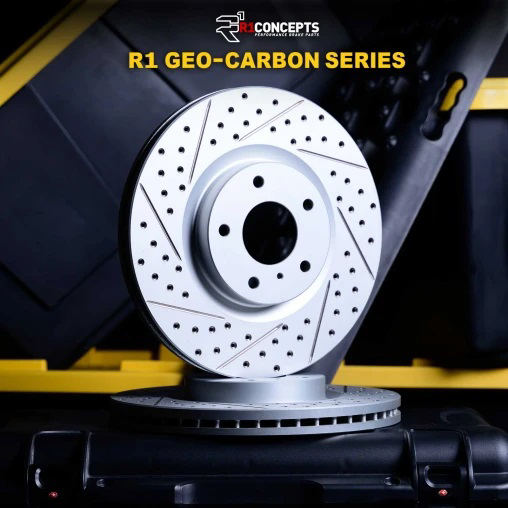 R1 Concepts GEO-Carbon Drilled and Slotted Rear Brake Rotors (2.0 and ...