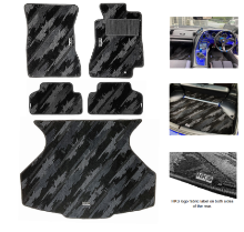 Picture of HKS RHD Mk4 Supra Mono-Tone Oil Splash Pattern Floor Mat Set - 1993-2002 Supra