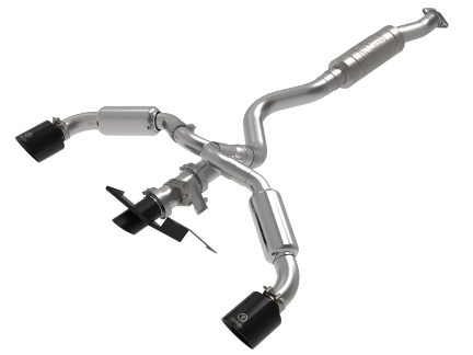 Picture of aFe Gemini GR Corolla XV 3 IN to 2-1/2 IN 304 Stainless Steel Cat-Back Exhaust System w/ Cut-Out (Black Tip) - 2023+ GR Corolla