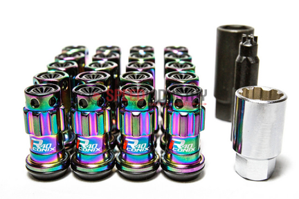 Picture of Project Kics R40 Iconix M12x1.25 Lug Nuts w/Locks - NeoChrome w/ Black Caps