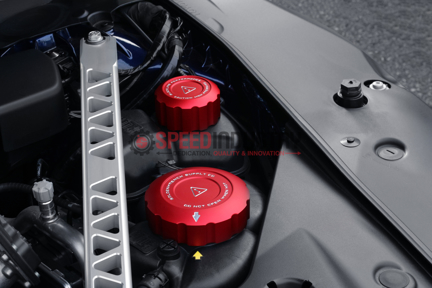 Picture of Blackline Red Coolant Cap Cover Set - 2020+ Toyota Supra