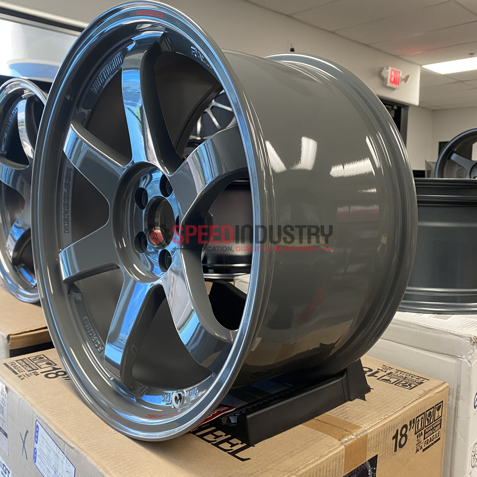 18x9.5 +40 5x100 Volks Racing TE37SL Arms Grey. Speed Industry ...