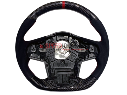 Picture of Rexpeed Supra 2020+ Carbon Fiber Suede Red Steering Wheel-Gloss / Matte